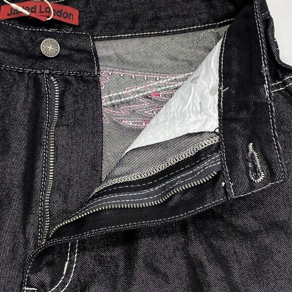 NEW JADED LONDON Men's Sapphire XL Colossus Wide Leg Jeans – Size 30 –Black/Pink - Picture 10 of 11